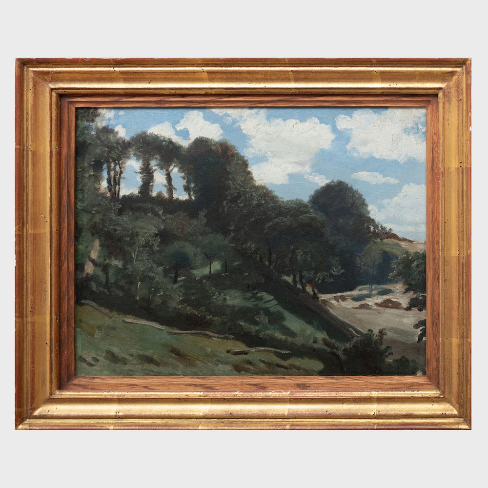 Appraisal: Charles-Francois Eustache - Landscape in Normandy Oil on paper unsigned