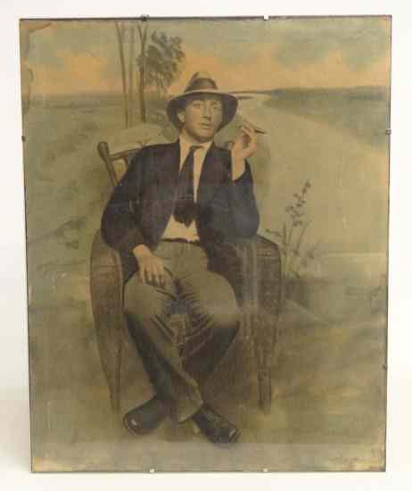 Appraisal: C 's hand colored photo man with cigar '' x