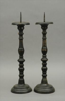 Appraisal: Pair of Turned Wood Pricket Sticks