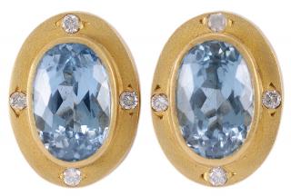 Appraisal: kt Blue Topaz Earrings by Deborah Mars each earring bezel