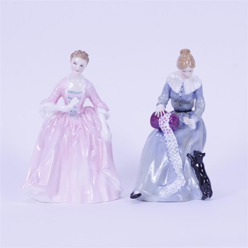 Appraisal: Two Royal Doulton Porcelain Lady Figurines Dorothy figurine HN modelled