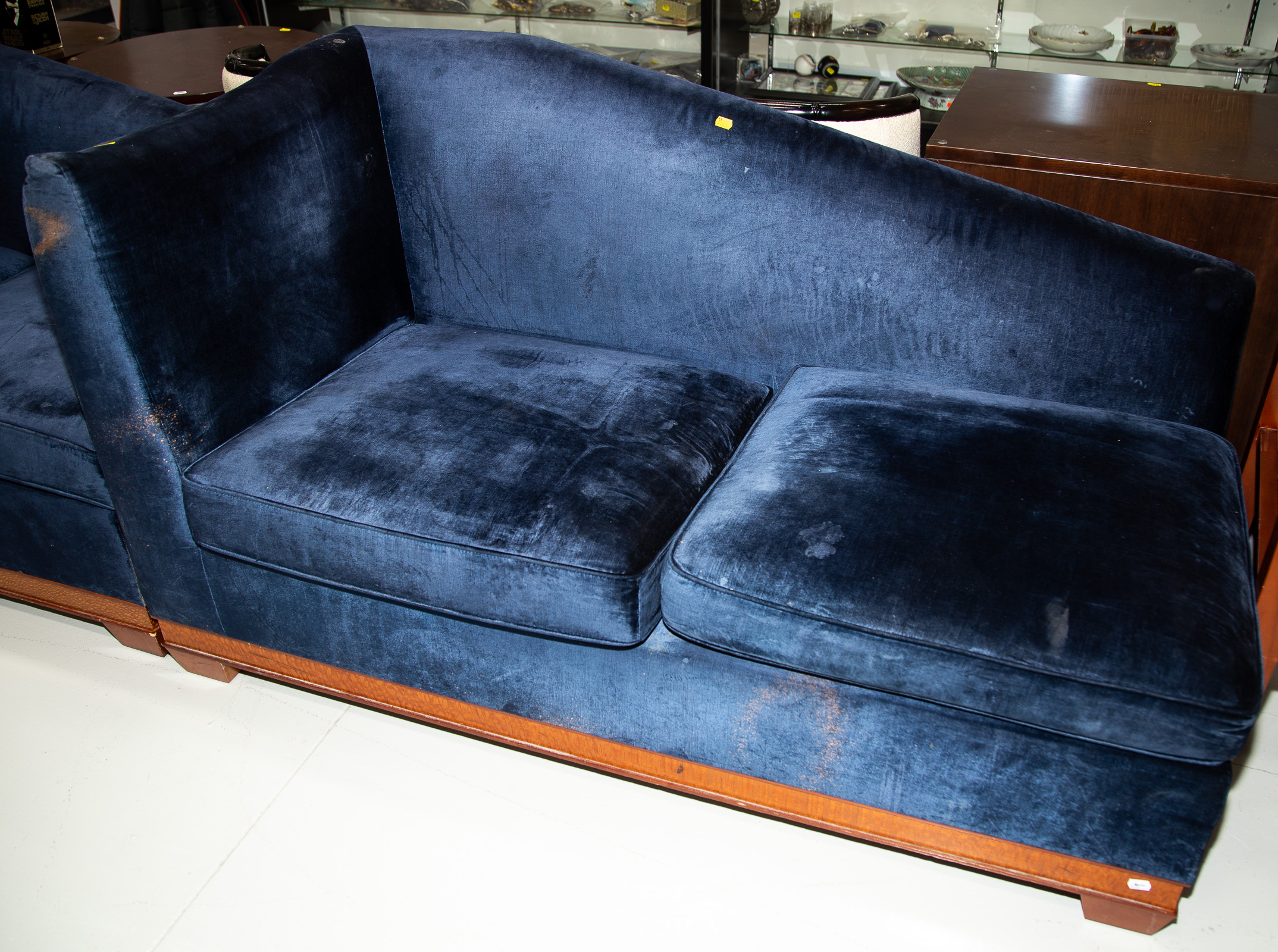 Appraisal: A PAIR OF ART DECO STYLE RECAMIER SOFAS Modern with