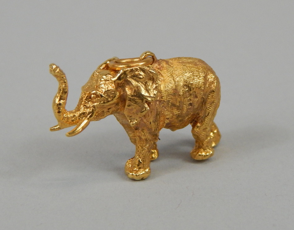 Appraisal: A ct gold elephant charm or pendant in the brushed