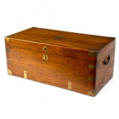 Appraisal: A cedar wood and brass bound seaman's chest with hinged