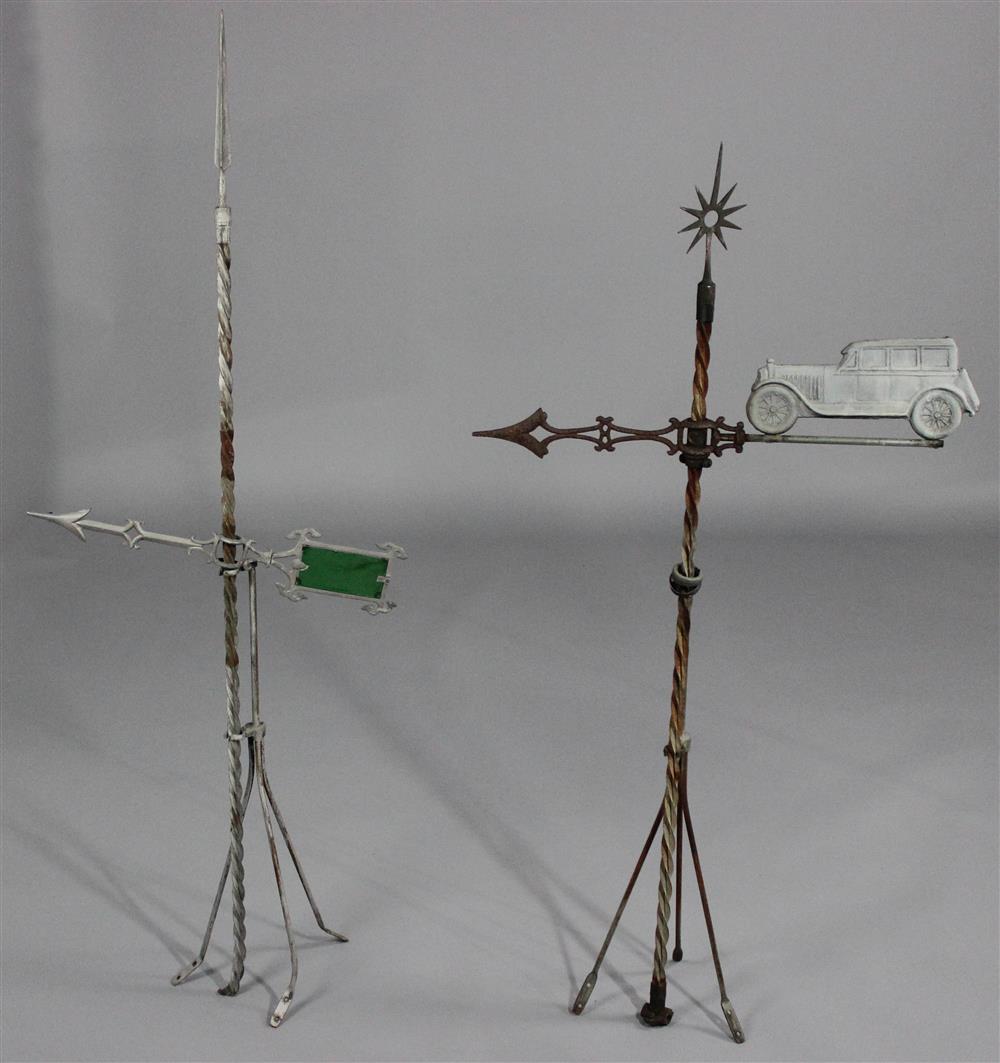 Appraisal: TWO RUSTIC LIGHTNING RODS ONE WITH CAR ORNAMENT the first