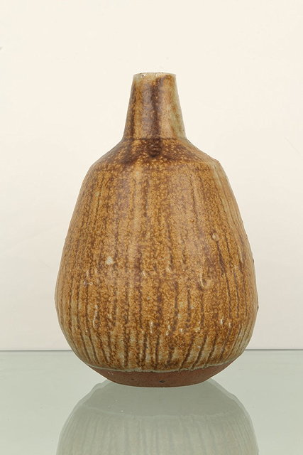 Appraisal: Janet Leach British - at Leach PotteryVaseincised linear decoration ash