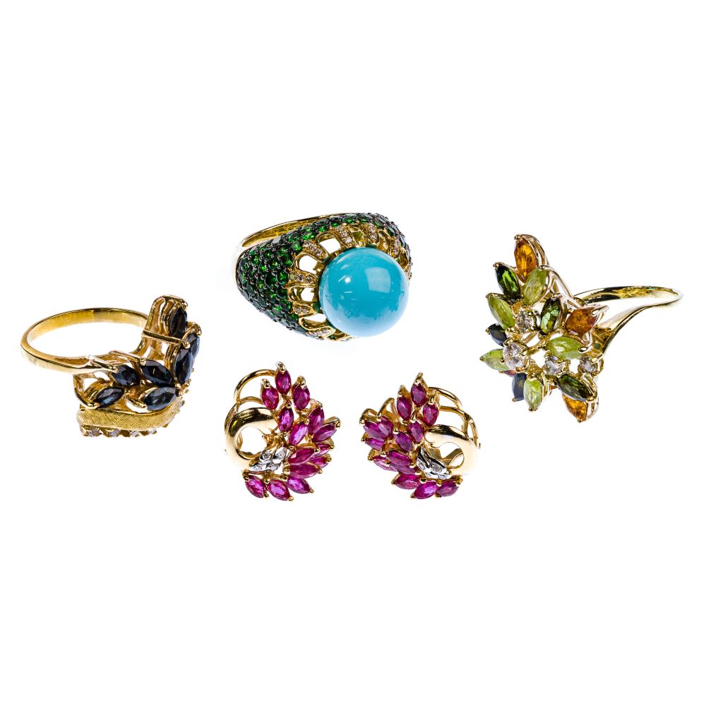 Appraisal: K YELLOW GOLD JEWELRY items including a Persian turquoise ring