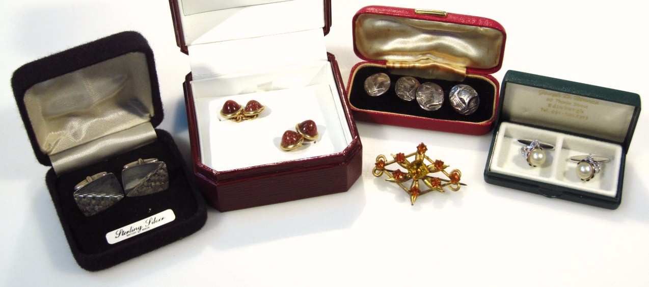 Appraisal: Various cufflinks to include a pair of yellow metal examples