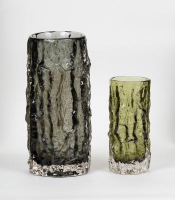 Appraisal: Geoffrey Baxter for Whitefriars a tall cylindrical pewter glass Bark