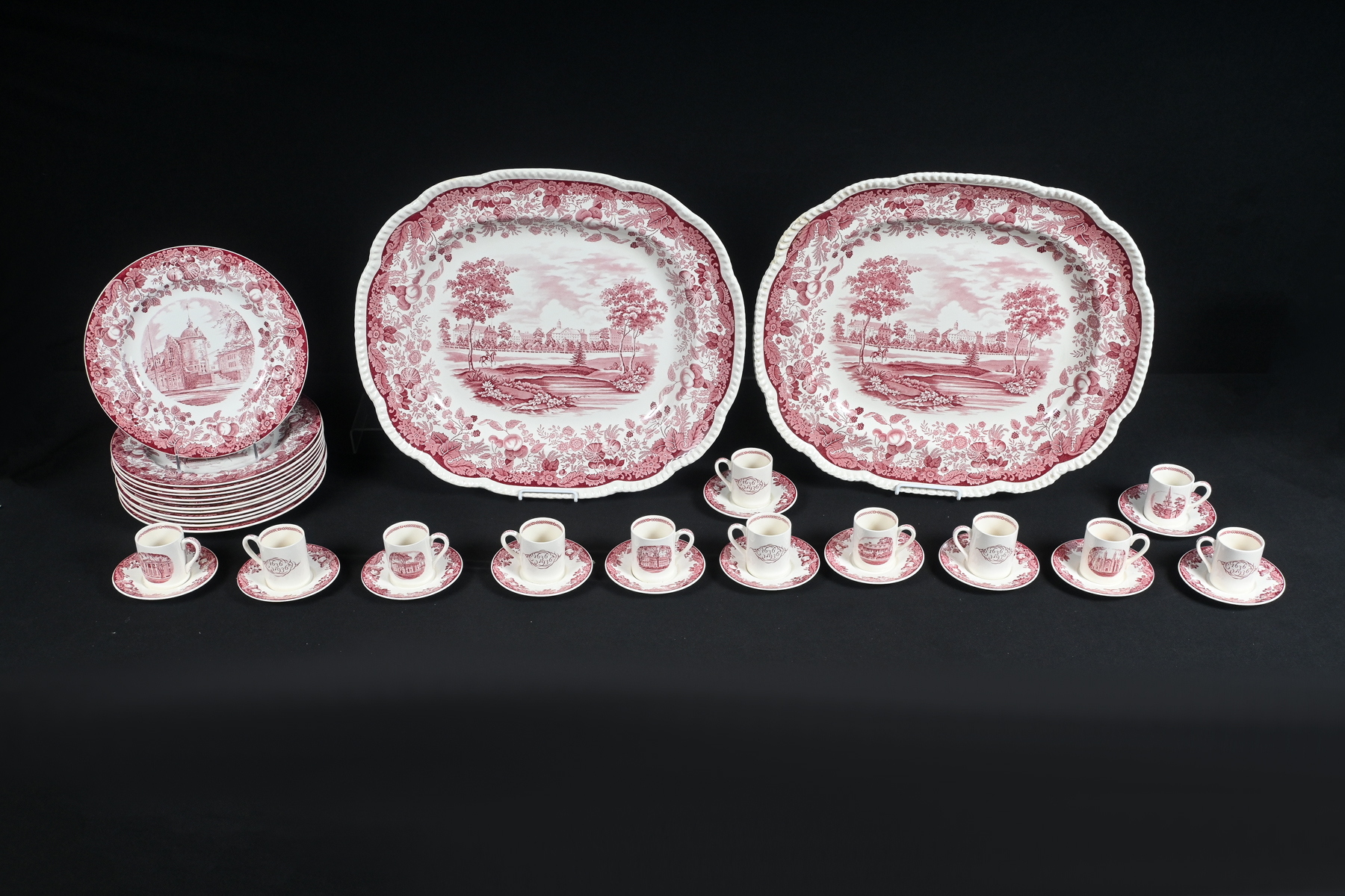 Appraisal: PC WEDGEWOOD HARVARD UNIVERSITY CHINA Comprising - Large Platters -