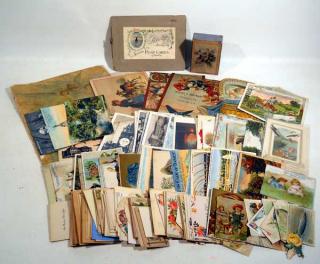 Appraisal: Chromolithograph ANTIQUE DECORATIVE EPHEMERA Trade Crds Calling Cards Postcards Die