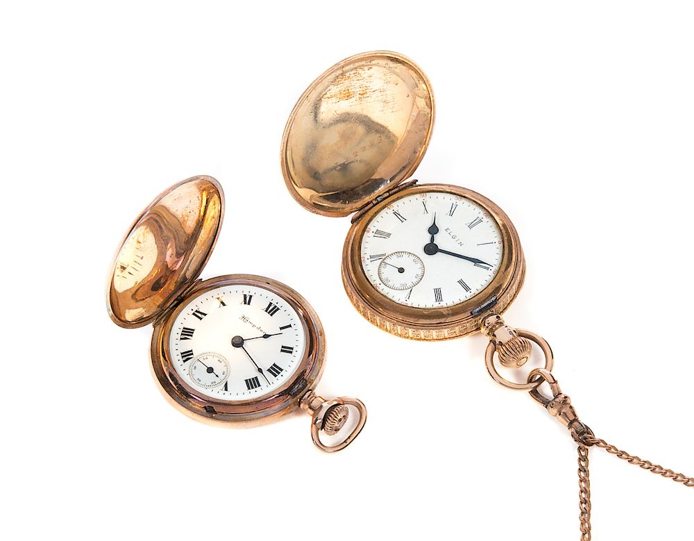 Appraisal: Elgin Hampden Pocket Watches Excellent condition with no damage or