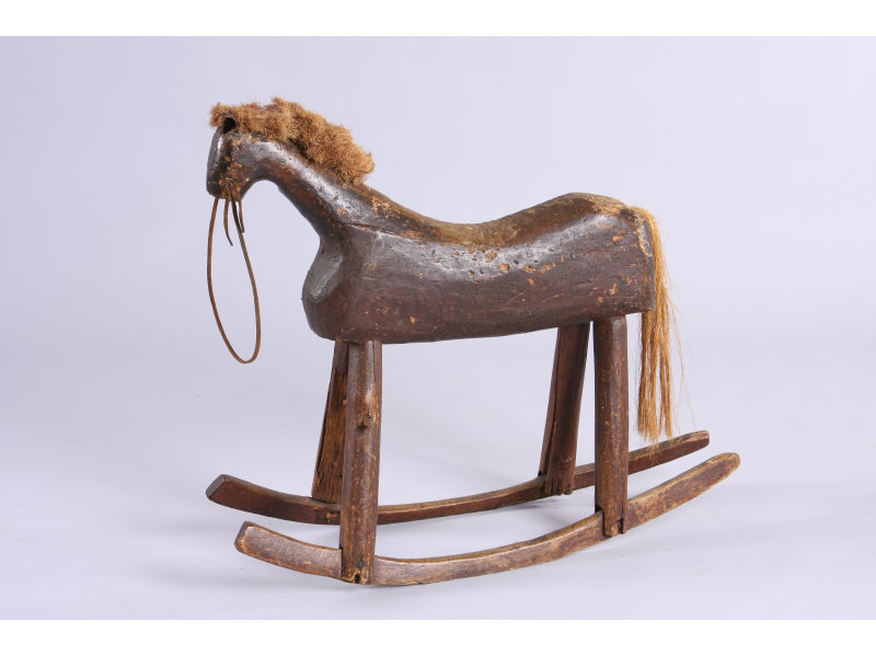 Appraisal: NC Child's Rocking Horse th c hickory naively carved horse