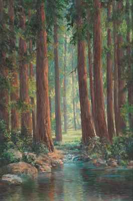 Appraisal: David Gershuni Russian American - Forest interior with stream Oil