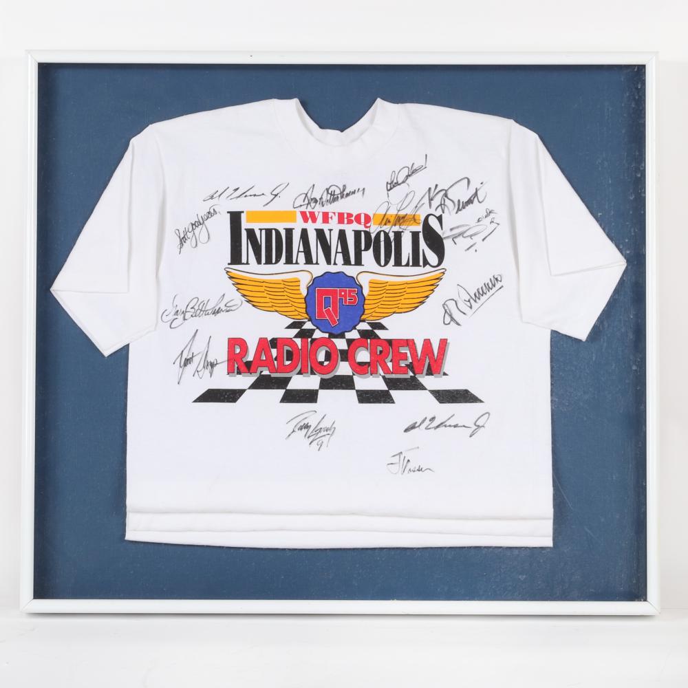 Appraisal: Q RADIO CREW INDY DRIVERS MULTI SIGNED FRAMED T-SHIRT FRAMED