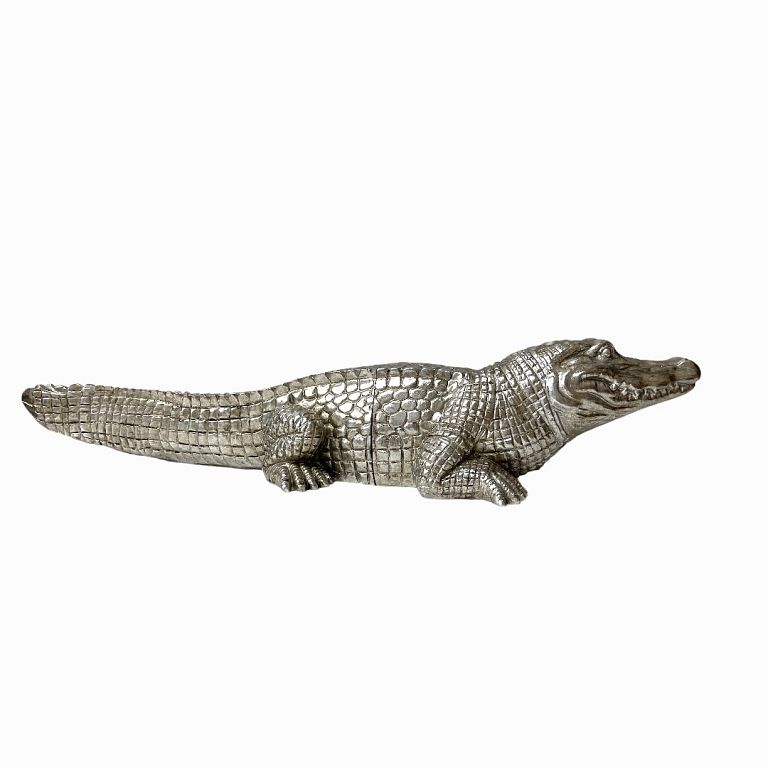 Appraisal: Silver Alligator Bookends Silver Alligator Bookends Lend your library a