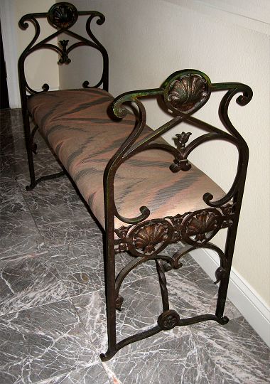 Appraisal: PAIR ADDISON MIZNER WROUGHT IRON BENCHES Attribution Salvaged from the