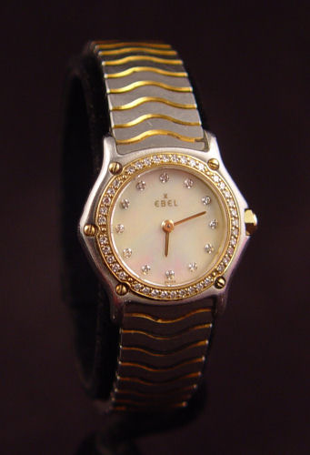 Appraisal: LADIES DIAMOND EBEL CLASSIC MINI WAVE K STAINLESS WRISTWATCH Ladies