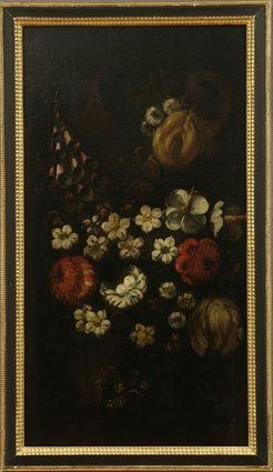 Appraisal: Continental School th C Still Life with Flowers Oil on