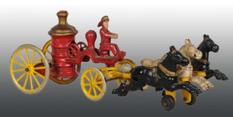 Appraisal: Cast Iron Kenton Fire Pumper Horse-Drawn Toy Description American Fire