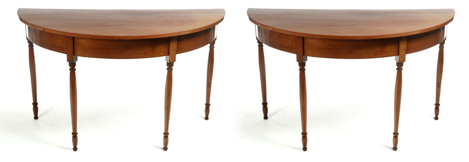 Appraisal: PAIR OF SHERATON DEMI-LUNE TABLES American st half- th century