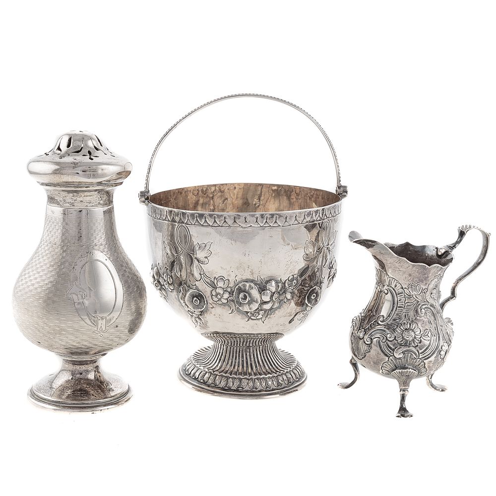 Appraisal: Three Pieces English and Continental Hollowware including a repousse George