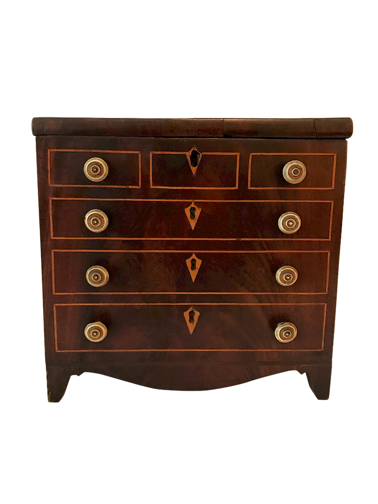 Appraisal: Miniature Cellarette Miniature Federal Cellarette Chest of Drawers Miniature federal