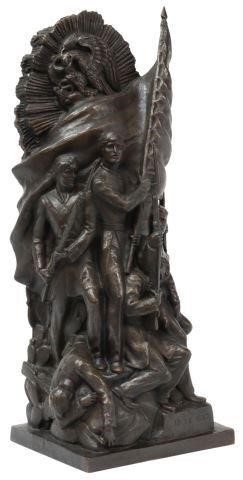 Appraisal: Patinated bronze sculpture Ninos Heroes signed in cast Tarrac Angel