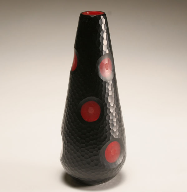 Appraisal: Batutto black tapered studio art glass vase H