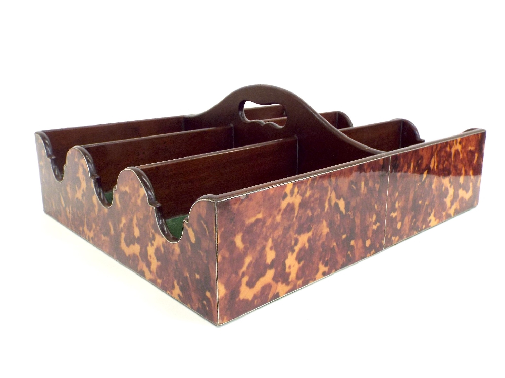 Appraisal: Tortoiseshell mounted six bottle wine case with central carry handle