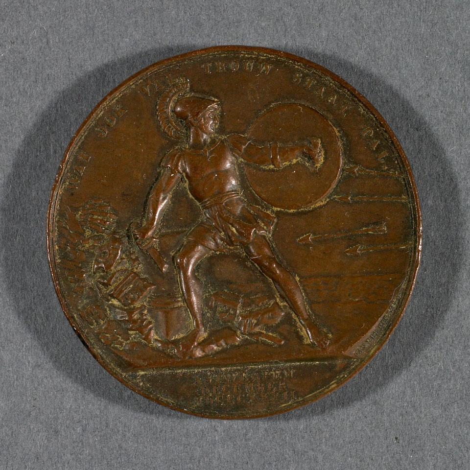 Appraisal: Siege of Antwerp Belgian Bronze Medal December Oberverse Greek Warrior