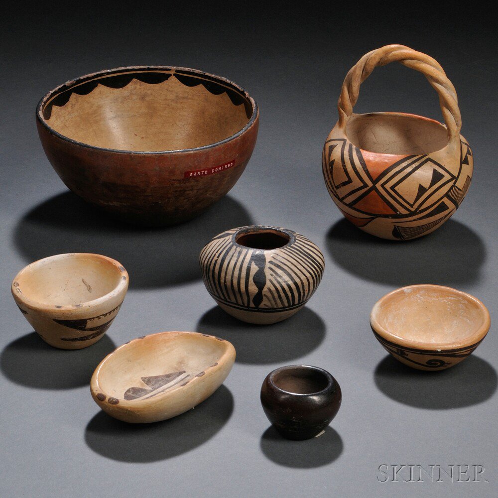 Appraisal: Seven Small Southwest Pottery Items three are Hopi dia to