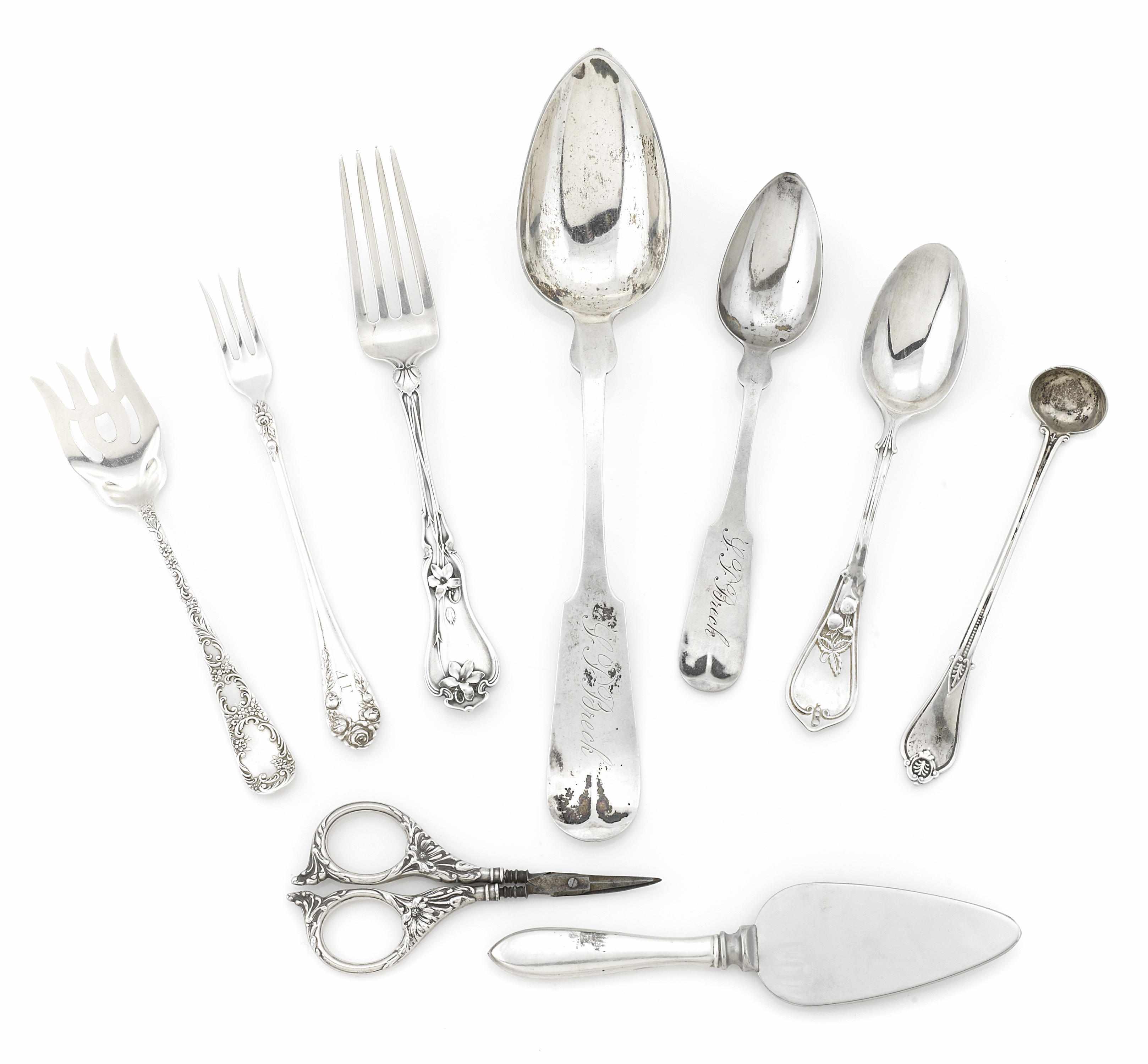 Appraisal: A group of American coin and sterling silver flatware th