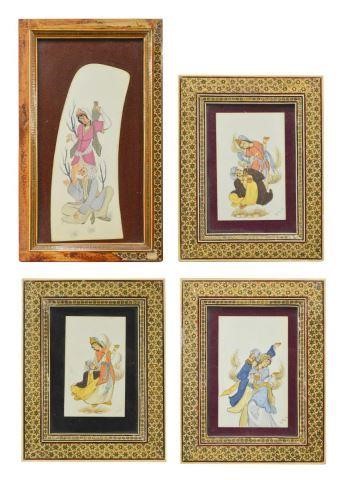 Appraisal: lot of Persian figural paintings on bone each centered in