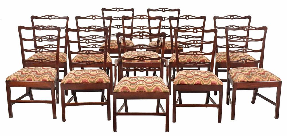 Appraisal: Set Hepplewhite Style Ribbon Back Dining Chairs th century comprising