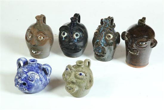 Appraisal: SIX GROTESQUE JUGS Southern th and st century All are