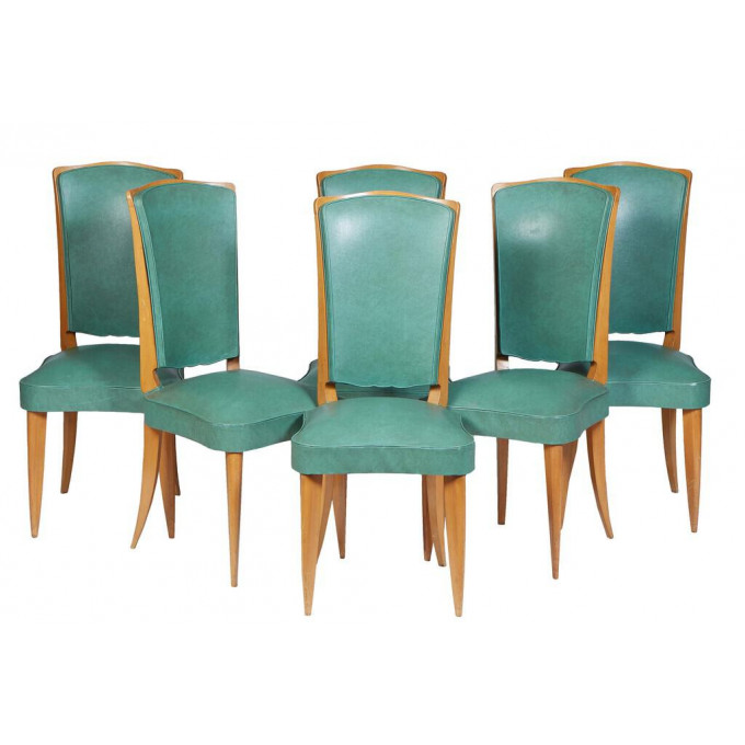 Appraisal: Set of Six Art Nouveau Carved Beech Dining Chairs th