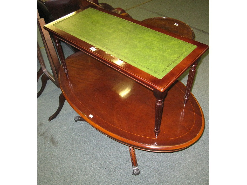 Appraisal: Lot comprising leather topped occasional table and a pedestal occasional