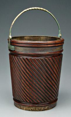 Appraisal: Mahogany brass mounted peat bucket spiral turned body with brass