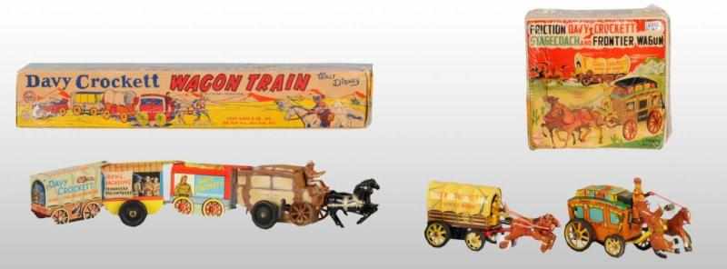 Appraisal: Lot of Tin Marx Davy Crockett Horse-Drawn Toys Description American