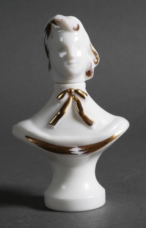 Appraisal: Coup de Chapeau white glass with gold detail perfume bottle