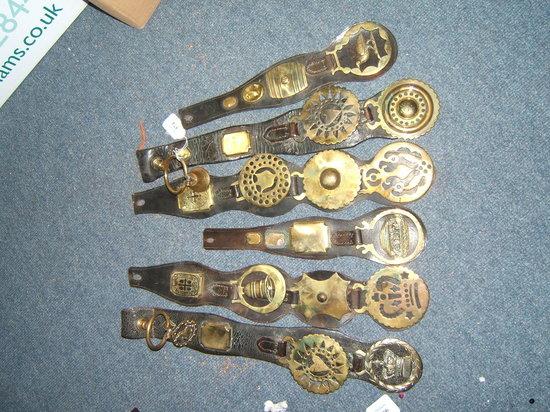 Appraisal: SIX TH CENTURY AND LATER LEATHER STRAPS OF HORSE BRASSES