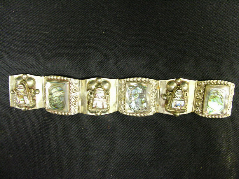 Appraisal: SIGNED MEXICAN SILVER BRACELET Marked JPR with eagle head Size