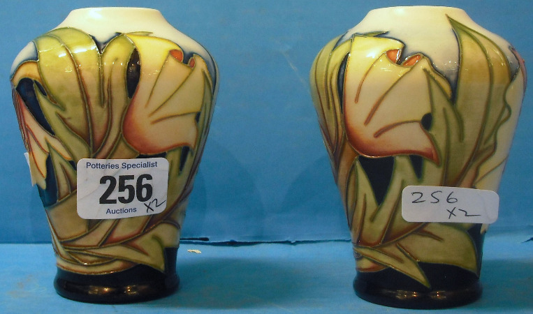 Appraisal: Pair Moorcroft Vases decorated with Flowers signed Sian Leper height