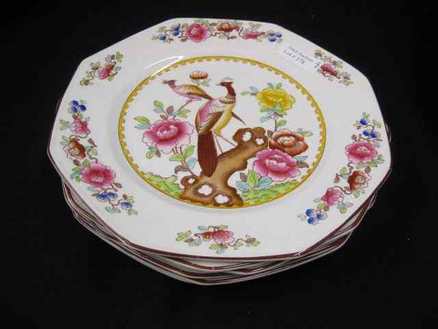 Appraisal: English Ironstone ''Old Chelsea'' Plates bird floral hexagon ''