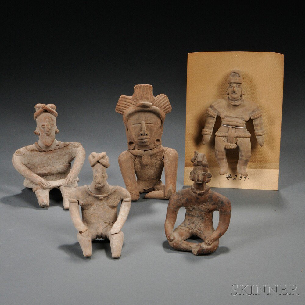 Appraisal: Five West Mexican Pre-Columbian Pottery Figures one standing and four