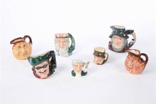 Appraisal: SEVEN ROYAL DOULTON CHARACTER MUGS Two John Barleycorn h Dick