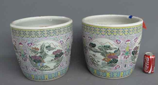 Appraisal: Pair Asian planters One as found '' Diameter '' Ht