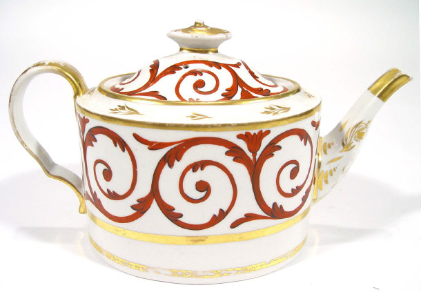 Appraisal: th Century porcelain teapot and cover with red painted and