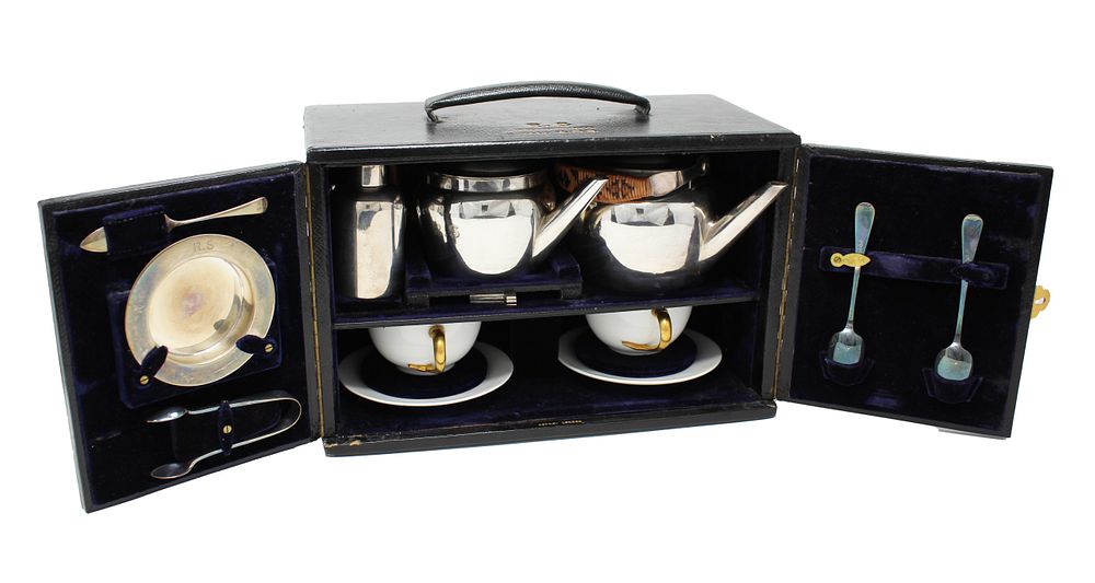 Appraisal: Vintage Asprey of London Traveling Tea Set Vintage Asprey of